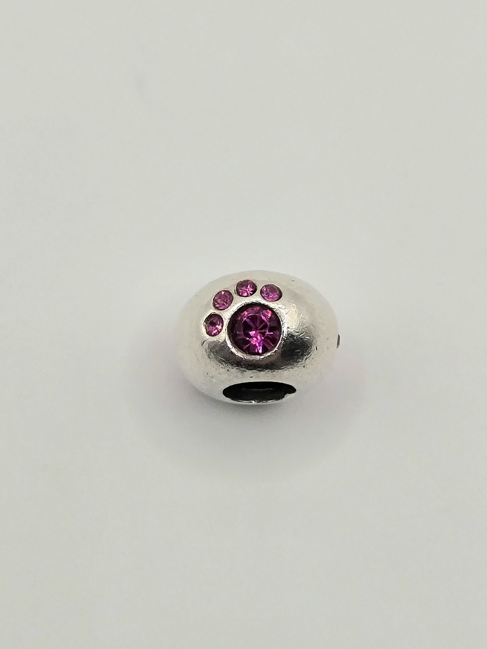 Chamilia Sterling Silver Pink Paw Print Charm | Swarovski Crystals | 925